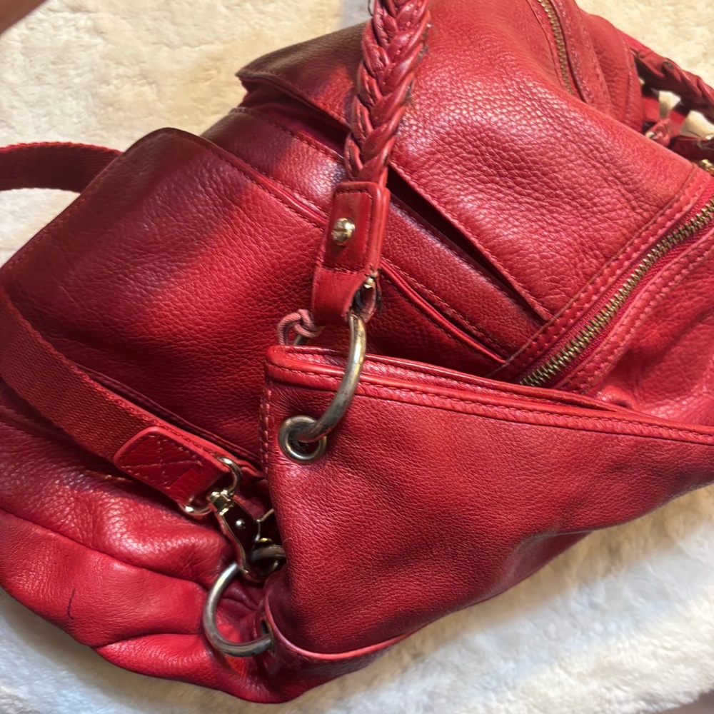 The Sak Bag Red Leather Convertible Shoulder Bag and Crossbody Braided Strap Y2K - Picture 13 of 15
